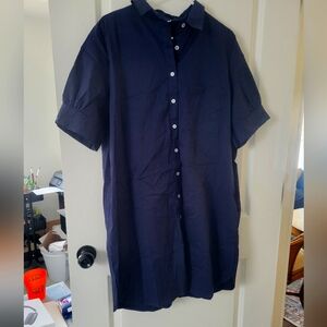 Xl Navy Blue Short Sleeve Shirt Dress